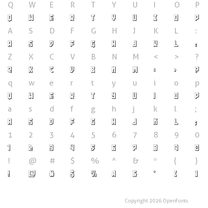 Character Map of Emerald Beacon 3D Regular