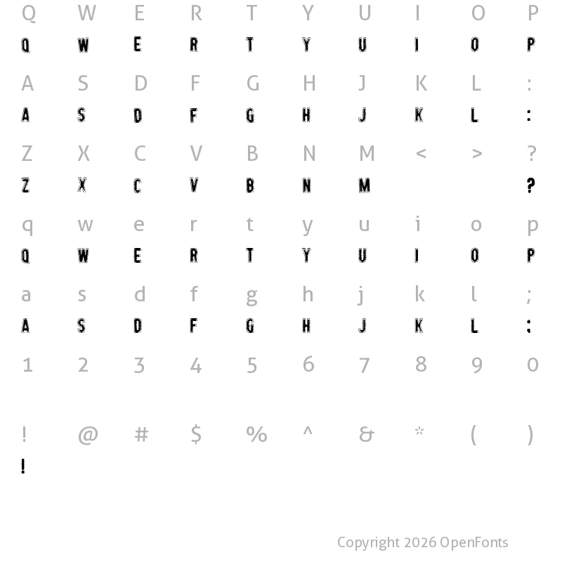 Character Map of Emergency Exit Regular