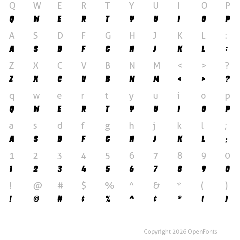 Character Map of EMINOR Black Italic