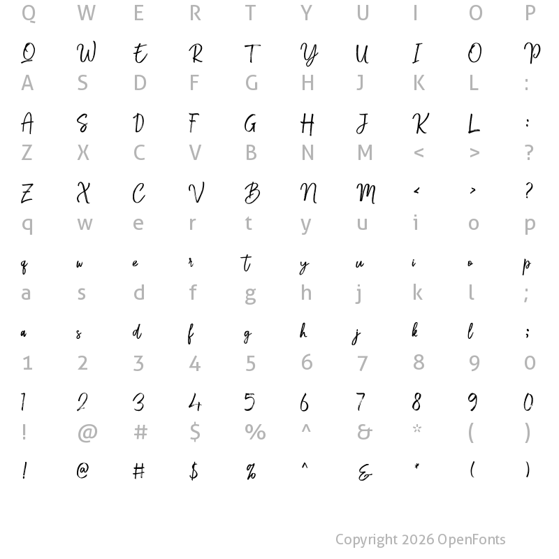 Character Map of Emithey Brush Regular