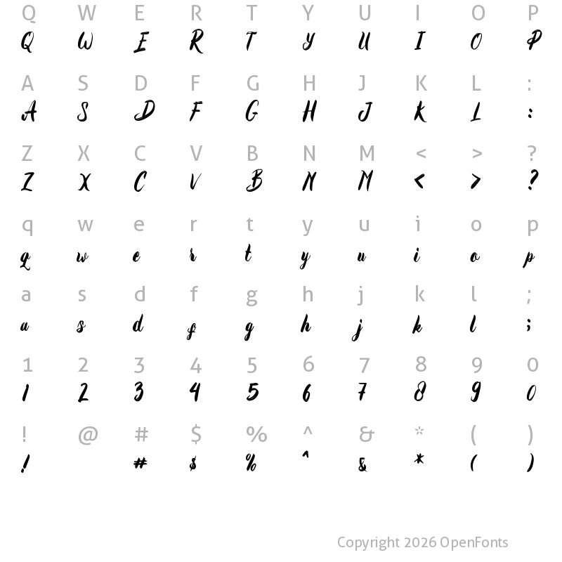 Character Map of Emphasize Regular