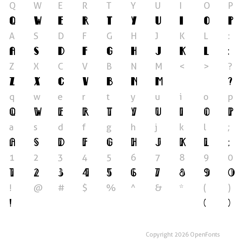 Character Map of Empire State Deco Regular