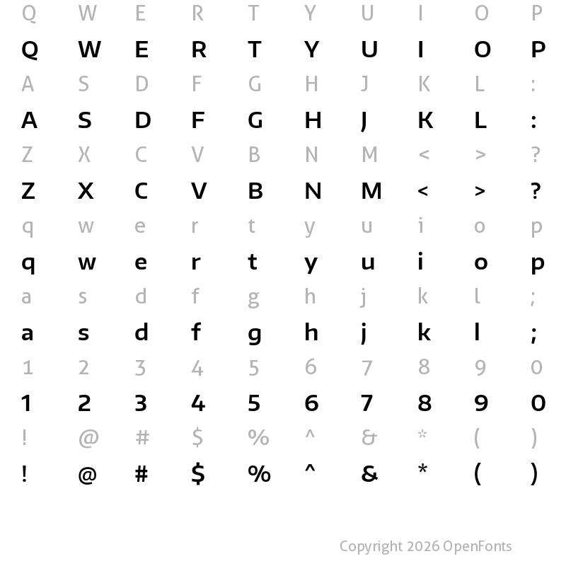 Character Map of Encode Sans Expanded SemiBold