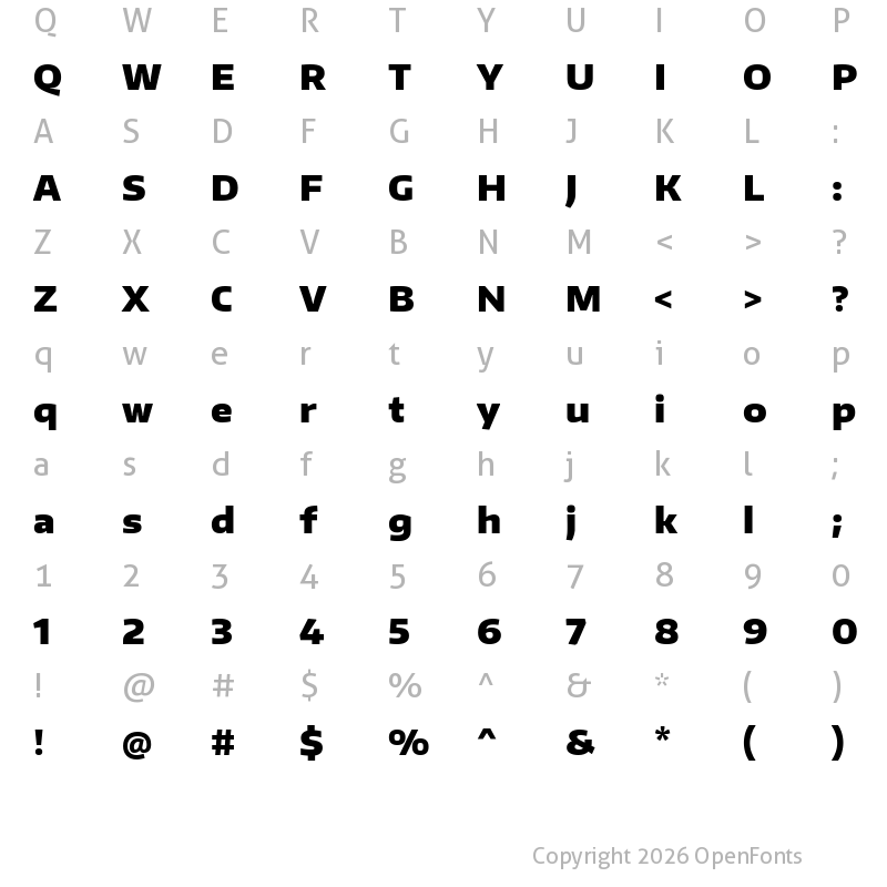 Character Map of Encode Sans Wide Black