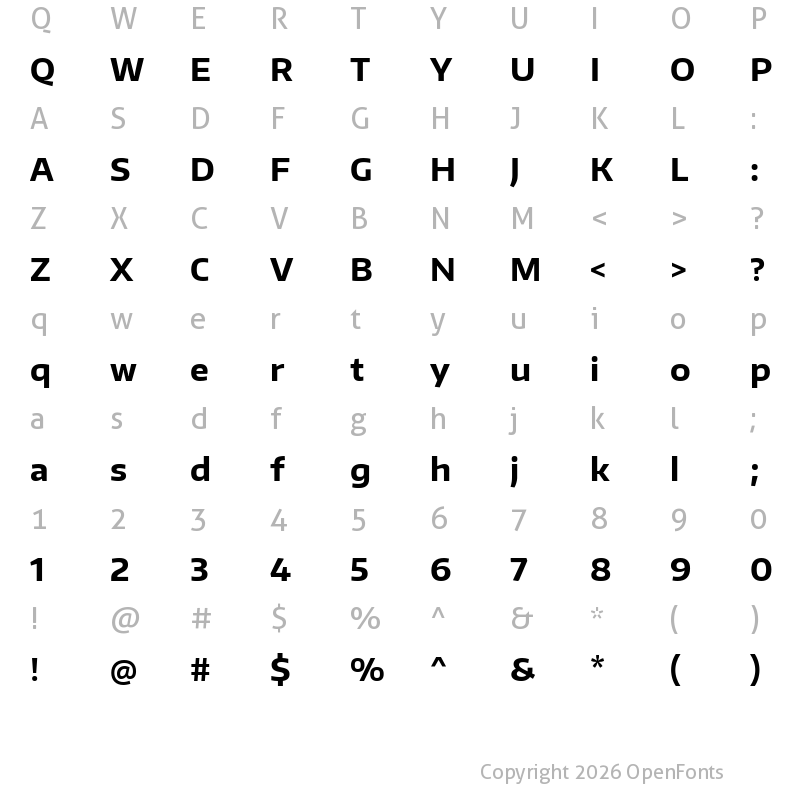 Character Map of Encode Sans Wide Bold