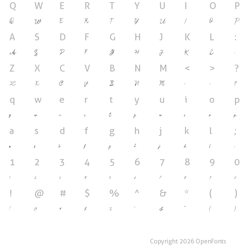 Character Map of Endalmin Regular