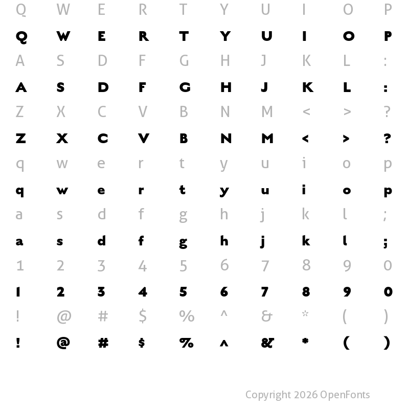 Character Map of English Grotesque Extra Bold