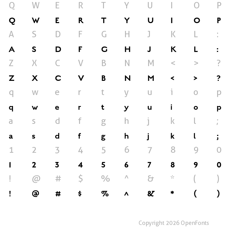 Character Map of English Grotesque Medium