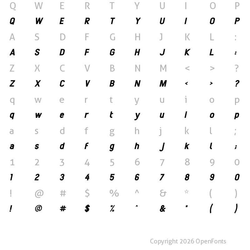Character Map of Enteractions Bold Italic