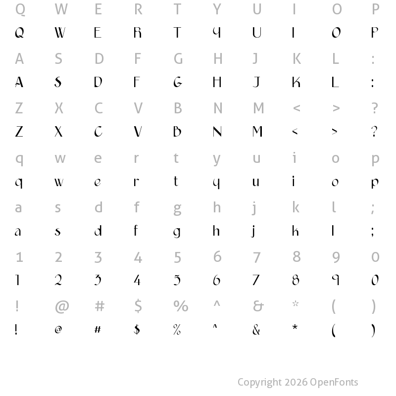 Character Map of Epittazio Regular