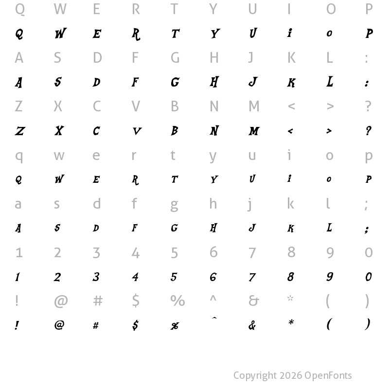Character Map of Equestria Italic