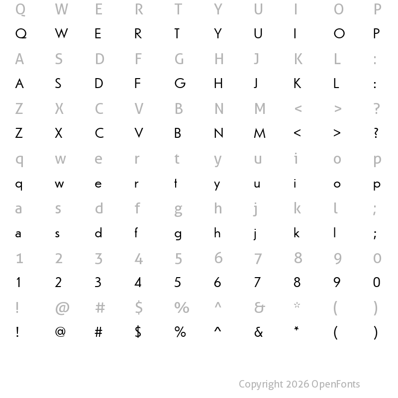Character Map of ErbarW01-Book Regular