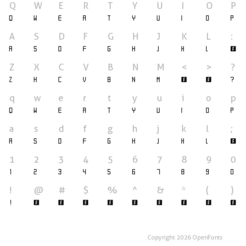 Character Map of Eret Regular