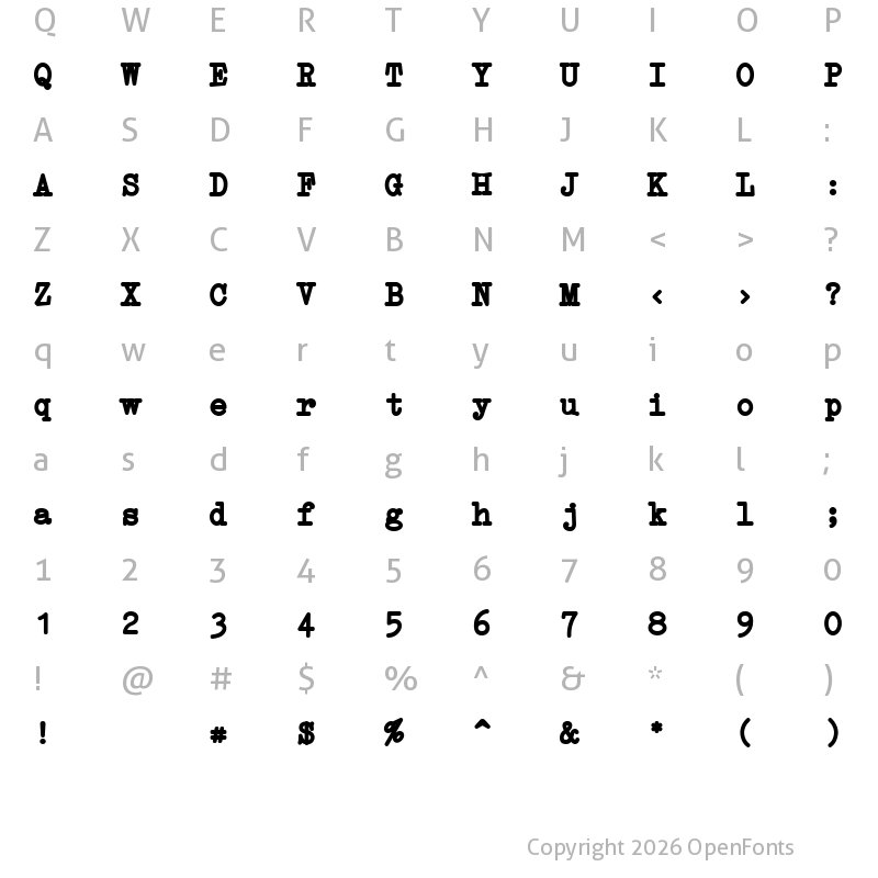 Character Map of Erica Type Bold