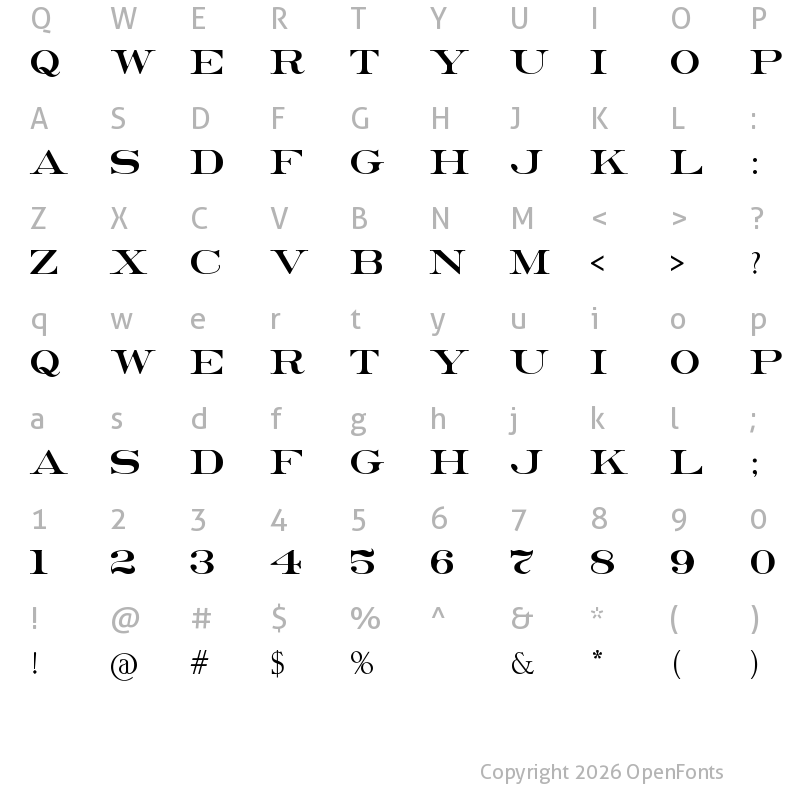 Character Map of Erie Roman Regular