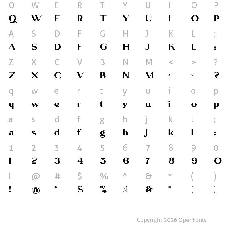 Character Map of Eris Regular
