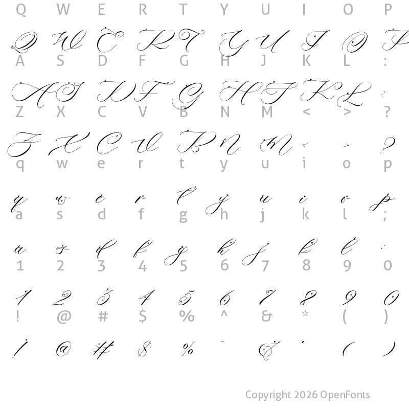 Character Map of Ermin Sweet Love Regular