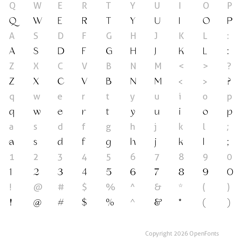 Character Map of Erotique Text Regular