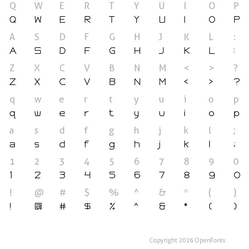 Character Map of Escobar Regular