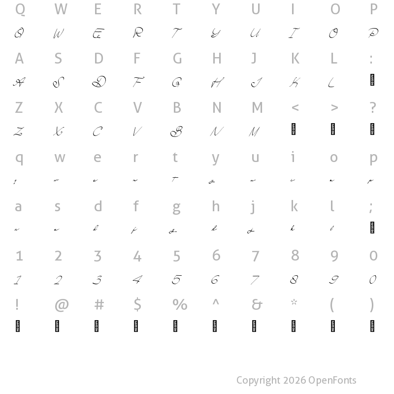 Character Map of Esmelora Personal Use Regular