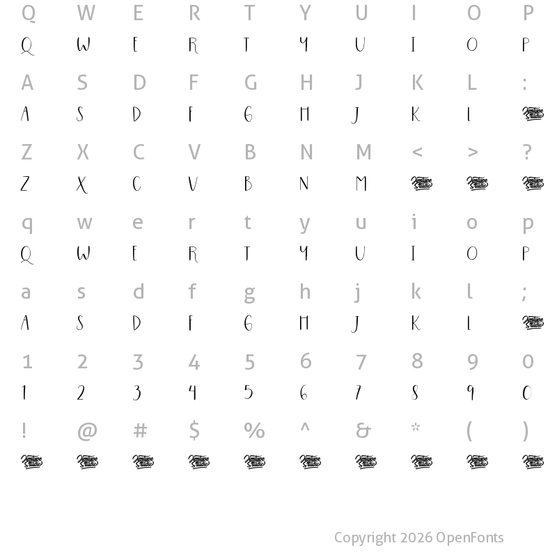 Character Map of Esmeralda Font Regular