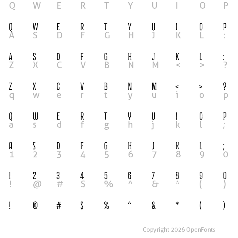 Character Map of Espiritu Condensed