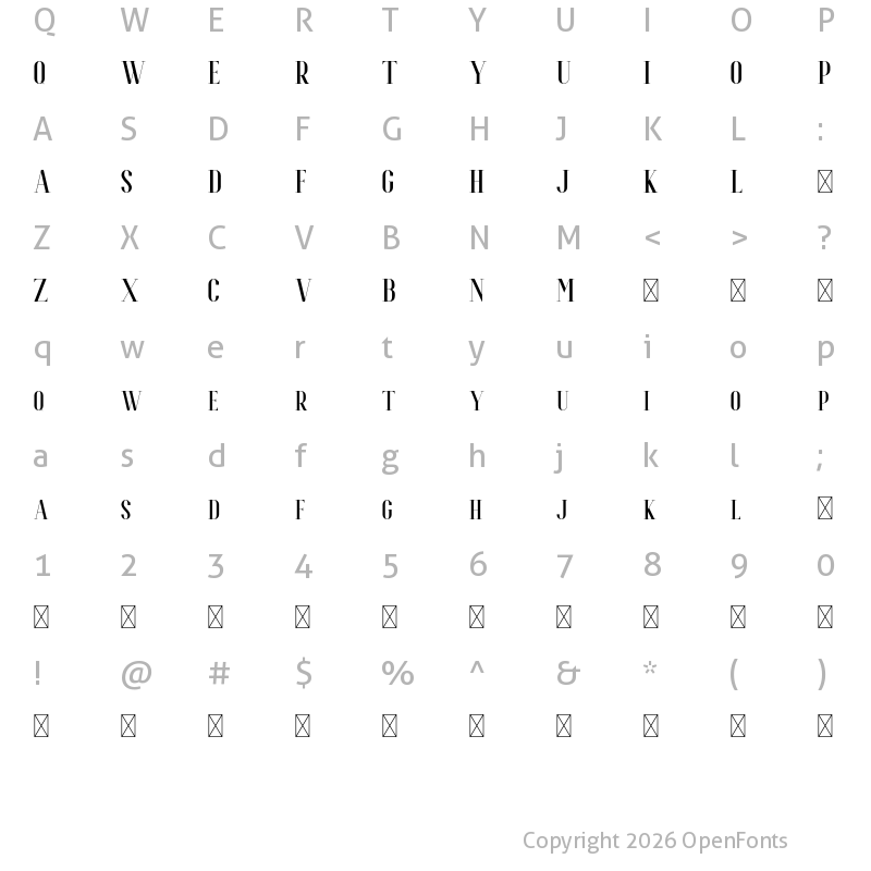 Character Map of Espoir Serif Free Regular