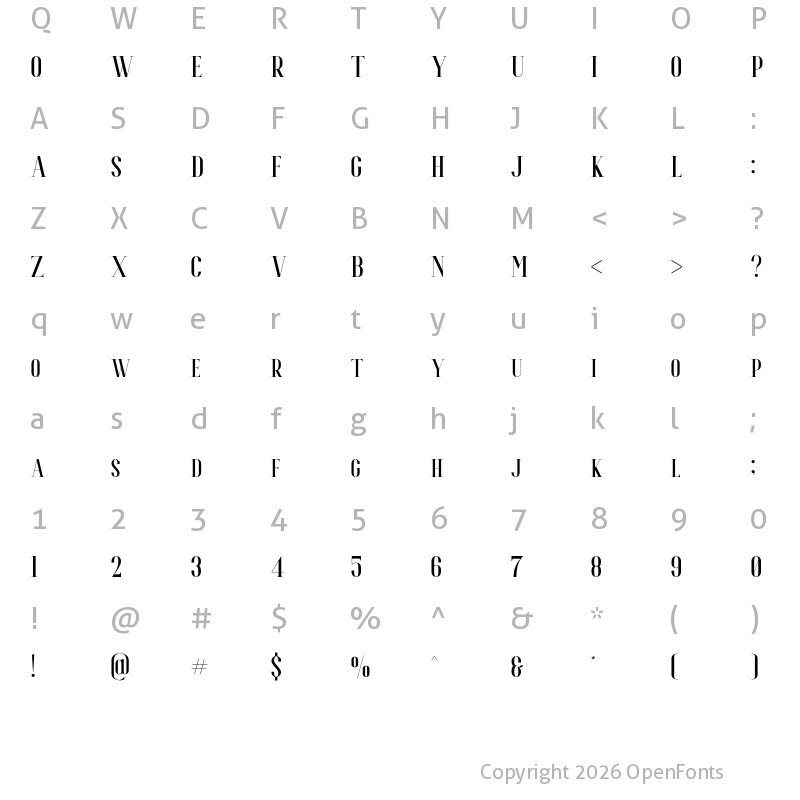 Character Map of Espoir Serif Regular