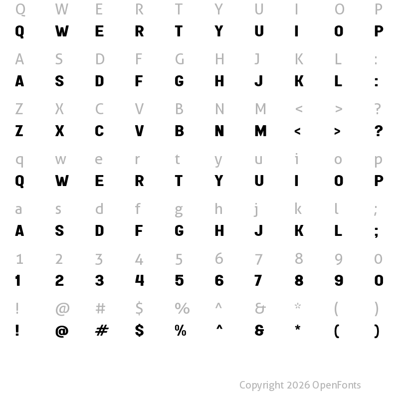 Character Map of Esquadro Regular