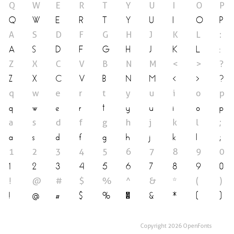 Character Map of Essence Sans Regular