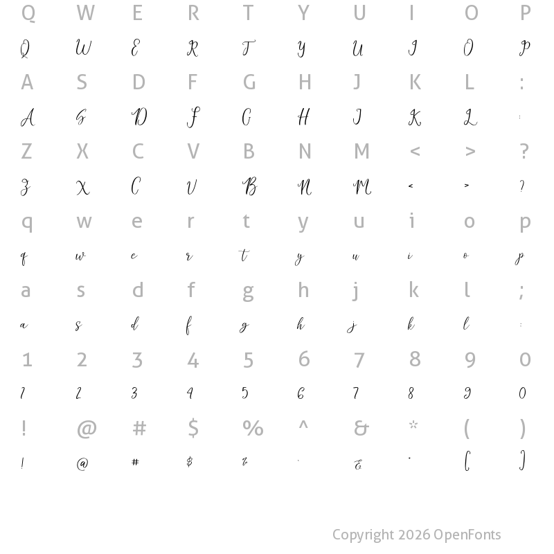 Character Map of Estamilo Script Regular