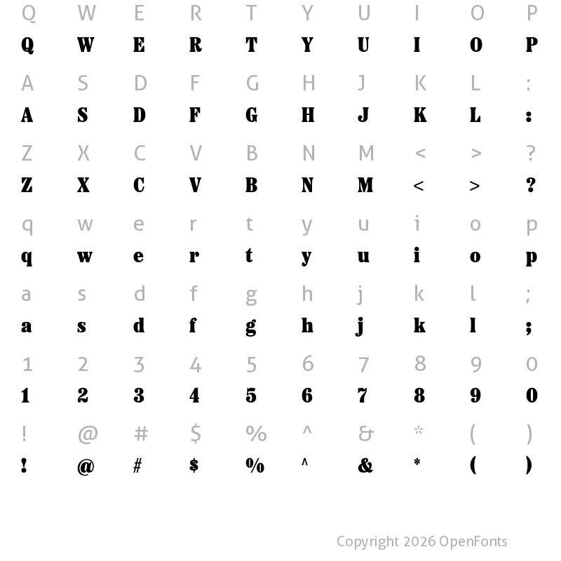 Character Map of Etna Condensed Black