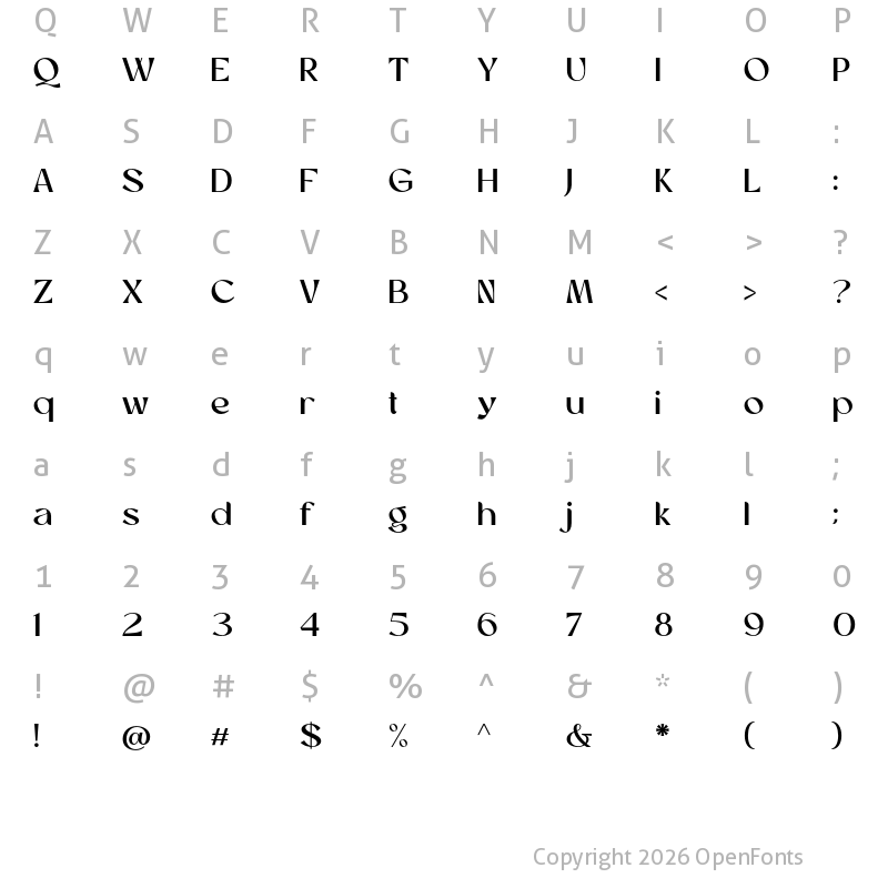 Character Map of Eugusto Free Personal Use Regular