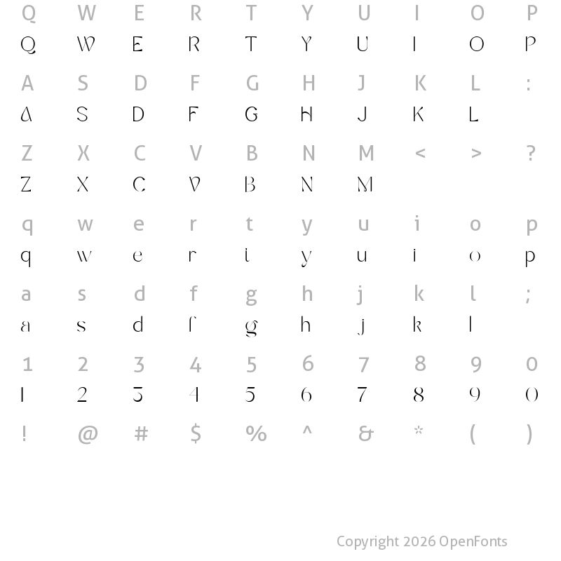 Character Map of Eulogy Demo Thin