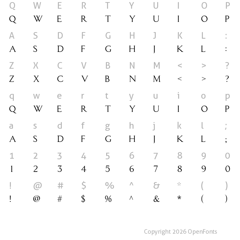 Character Map of EUR42 Regular