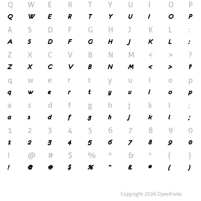 Character Map of eurofurence bolditalic