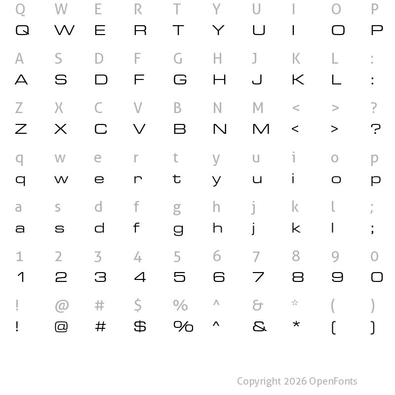 Character Map of Eurostile Extd Regular