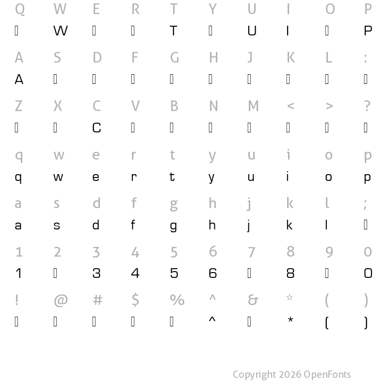 Character Map of Eurostile-Reg ?