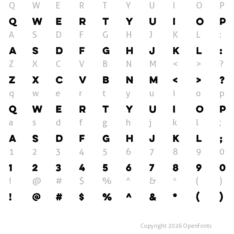 Character Map of EvelethDotW01-Bold Regular