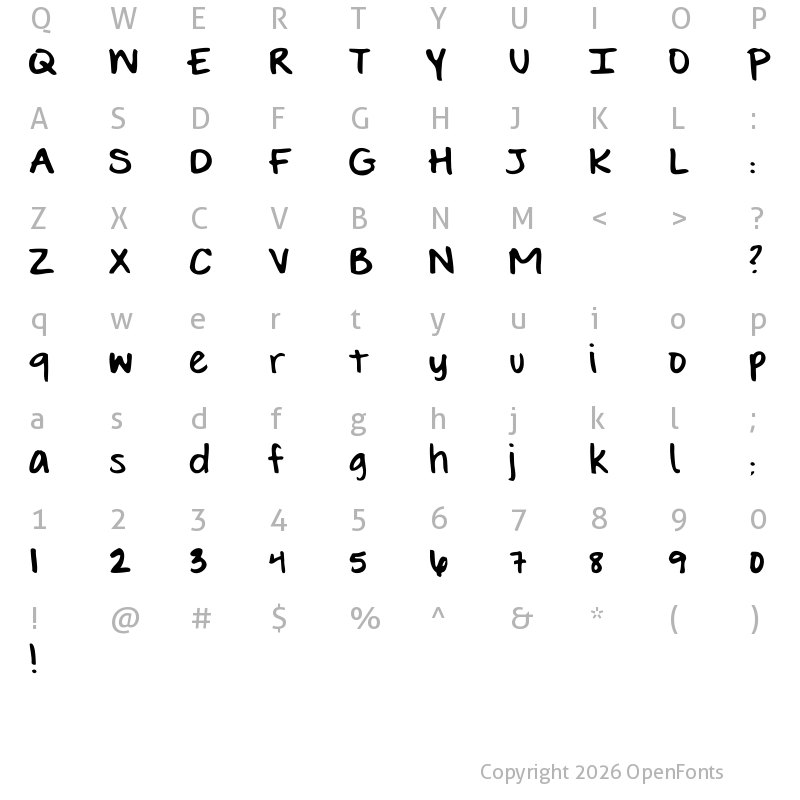 Character Map of EVIE'S HAND Regular