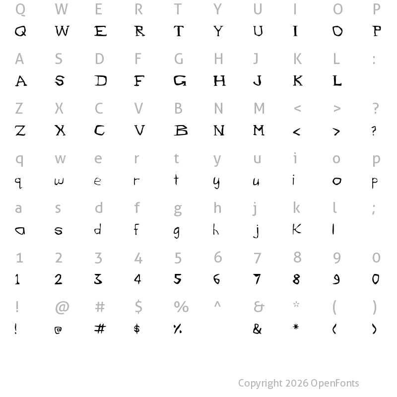 Character Map of Evil Bunny Regular