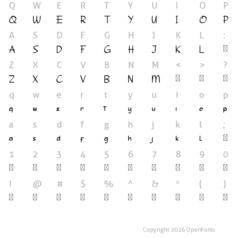Character Map of Evolutes Demo Regular