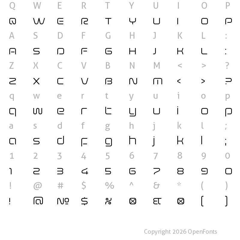 Character Map of Evolver VF Light