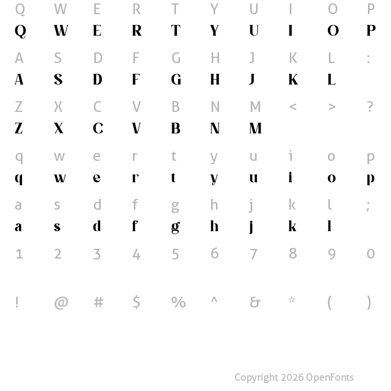 Character Map of Evoria Regular