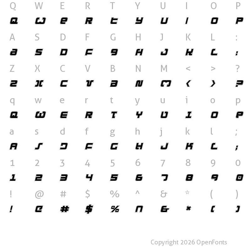 Character Map of Exedore College Italic Italic