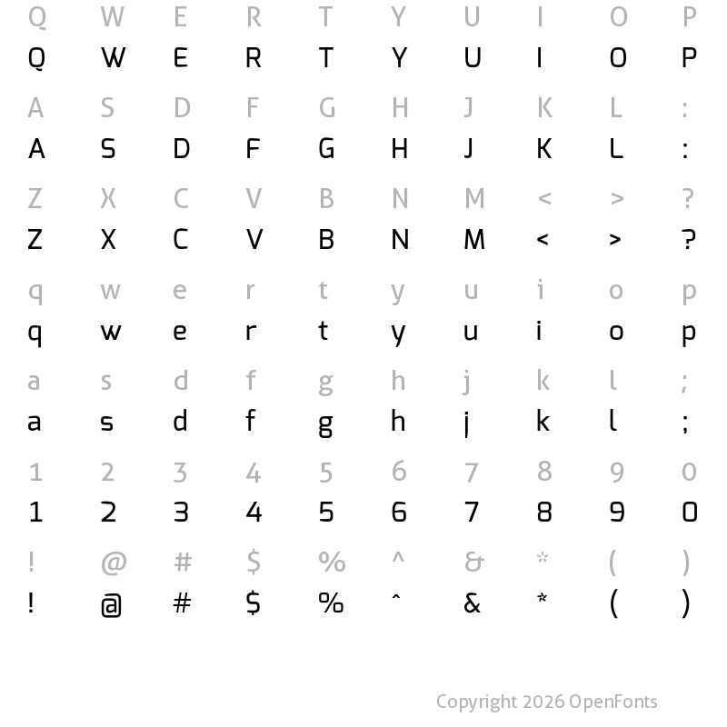 Character Map of Exo Medium