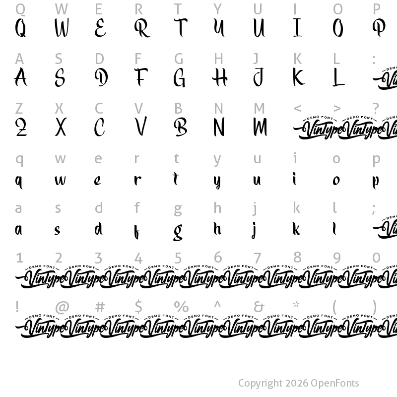 Character Map of Expect Nothing Demo Regular