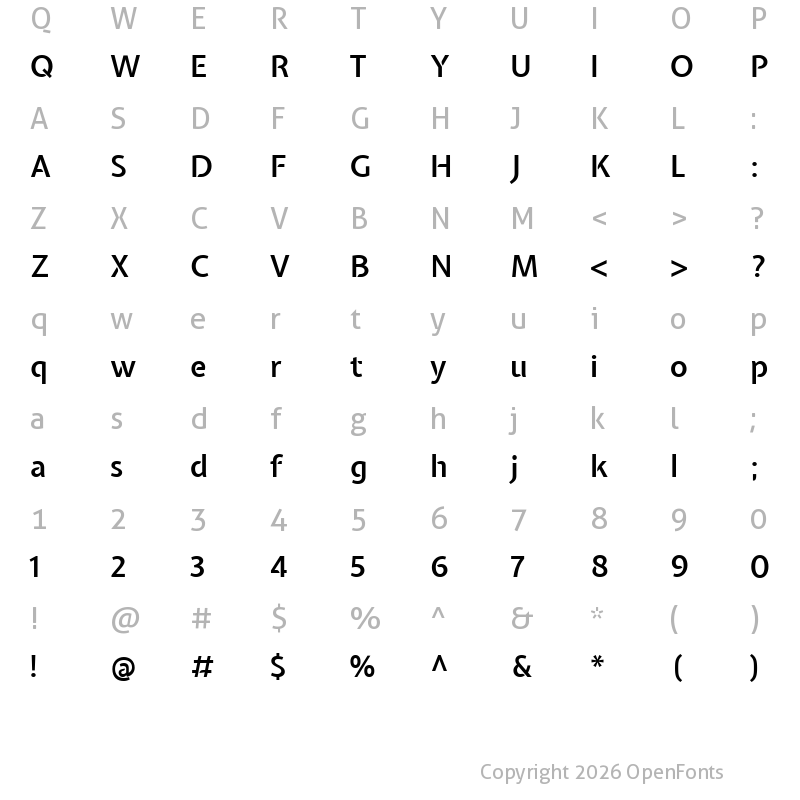 Character Map of Expletus Sans SemiBold