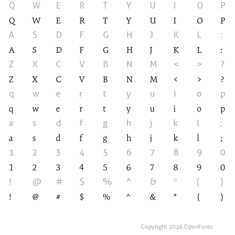 Character Map of Expo Serif Pro Light