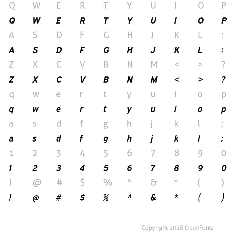 Character Map of Expressway Bold Italic